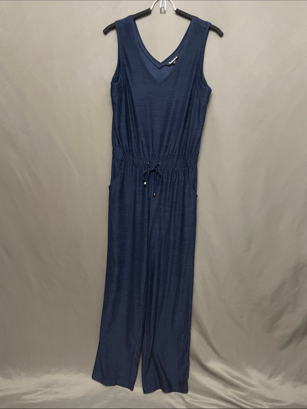 Navy Blue Sleeveless One-Piece Jumpsuit